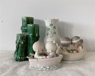 Precious Moments "Friends never part" "Many Moons in Same Canoe Blessum You", Belleek Glendalough Vase Annual Retired Piece 2006