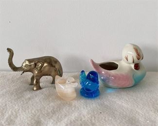 Brass elephant, Blue Happiness Bird