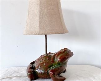 Glazed Ceramic Frog Lamp