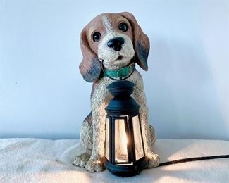 Puppy Holding Lantern Lamp