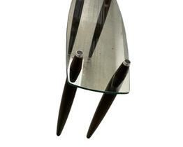 $225 USD     Mid Century Modern Glass 2 shelf Coffee Table PA107-7      Mid Century Modern glass top coffee table.  This piece originally had a second glass top that sat atop the four double tapered legs. 

DIMENSIONS: 41 x 13 x 30H

LOCATION: Local pick up NE Washington, D.C.  Contact us for shipper suggestions.

CONDITION: Used. The table is in good vintage condition. As noted the top glass shelf is missing.     https://goodbyhello.com/products/mid-century-modern-glass-2-shelf-coffee-table-pa107-7?_pos=7&_sid=7ea65b4aa&_ss=r