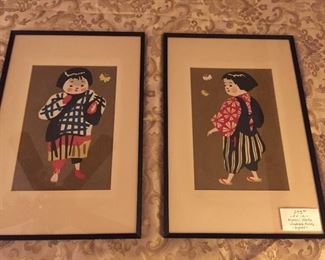 Pair of Kiyoshi Saito woodblock prints, signed.
