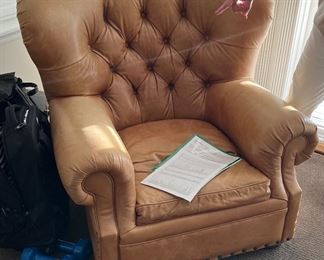 Asking: Was $1250 -- Now $935--- Club Chair - Tufted Camel Color - Restoration Hardware - Needs Polish -