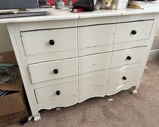 Asking Was $650 - Now $475---Shabby Chic White Painted Wood Dresser - Newer - 21" x 47" -