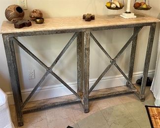 Asking: Was $950 -- Now $700--- Buffet/Hall Table - Iron Base w/Marble Top - 60" wide x 14" deep - Meridith Baer Home -