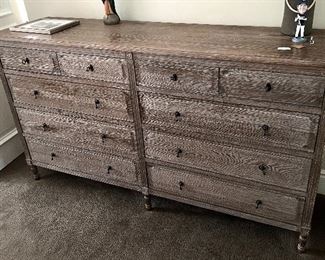 Asking: Was $1250 -- Now $925--- Drawer Smoke Grey Grain Dresser - Restoration Hardware - 74" wide x 20" deep x 42" tall -