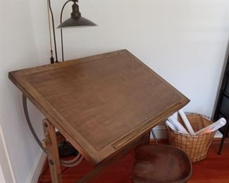 drafting table and lamp