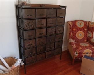 Pottery barn industrial cabinet and chair
