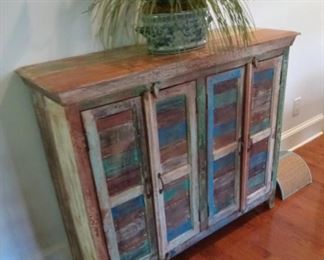 Rustic painted reclaimed wood cab