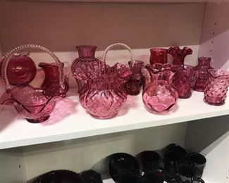 Several Pieces of Cranberry Glass
