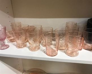 Several Pieces of Pink Depression Glass
