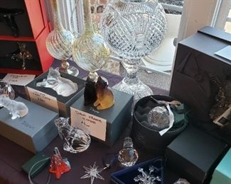 Italian hand blown carafes and Irish crystal.