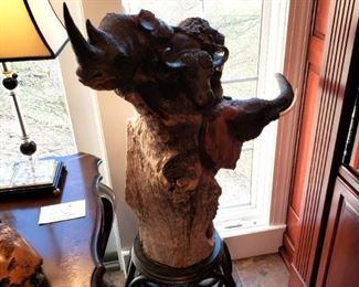 Unique had carved wood animal stump carving