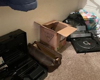 Vintage Video Camera, Record Player 