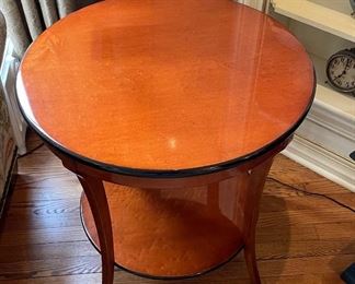Pair of Biedermeier Style Bird's Eye Maple Side Tables. Each Measures 26" D x 26.5" H. Photo 1 of 3. 