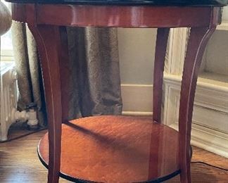 Pair of Biedermeier Style Bird's Eye Maple Side Tables. Each Measures 26" D x 26.5" H. Photo 2 of 3. 