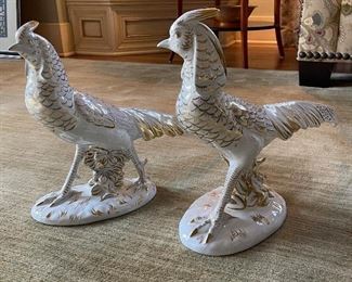 Pair of Hand-Painted Italian Pheasants with Gold Detailing. Each Measures 17" W x 12" H. Photo 1 of 5.