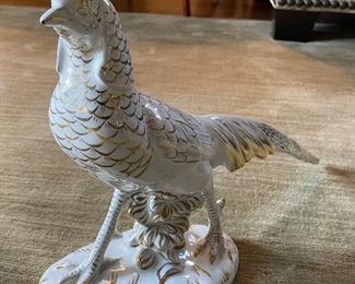 Pair of Hand-Painted Italian Pheasants with Gold Detailing. Each Measures 17" W x 12" H. Photo 5 of 5.