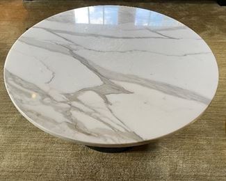 Marble Cocktail Table with Fluted Ebonized Wood Column Base. Measures 36" D x 17" H. Photo 2 of 3. 