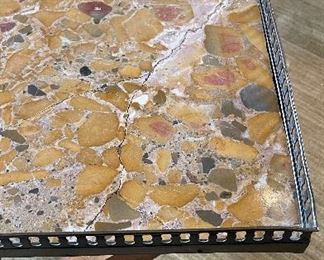 Antique Marble Top Side Table with Brass Gallery. Measures 15" W x 23" D x 21" H. Photo 2 of 4.