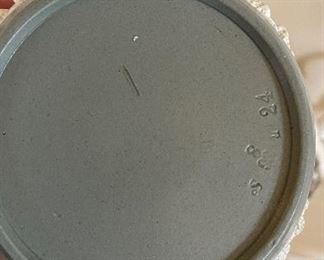 Antique Green Jasperware Teapot, Creamer & Sugar. Photo 3 of 3. 