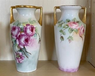 Pair of C. T. Altwasser Germany Hand Painted Rose Vases. Photo 1 of 2. 