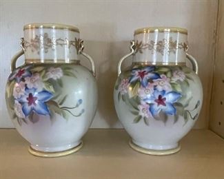 Pair of Antique Hand-Painted Nippon Vases. Photo 1 of 2. 