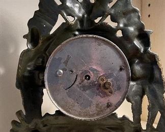 Antique Federal Style Cast Iron Mantle Clock with Soldiers.  Photo 2 of 2. 