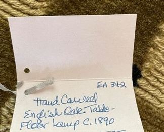 Hand-Carved English Oak Floor Lamp. Circa 1890. Photo 2 of 4. 