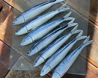 Set of 7 Italian Porcelain Sardines. 