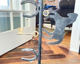 Antique Wrought Iron Wall-Mounted Horse Bracket. 