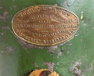 Antique Jonas Wright, Makers of Patent Oil Economisers Oil Can. Photo 2 of 4. 