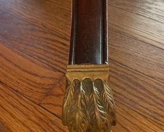 Kittinger Banded Mahogany Extension Dining Table With Faux Bamboo Pedestal Legs and Brass Feet. Measures 68"- 104" with Two 18" Leaves; 44" W  x 30" H. Photo 5 of 5. 