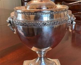 Pair of Fine English Silverplate Mantle Urns. Each Measures 9" W x 13" x 4.5". Photo 1 of 2. 
