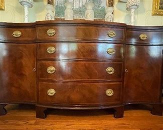 Baker Furniture Georgian Mahogany Sideboard. Measures 64" W x 20.5" D x 35" H. 