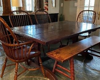 Antique English Oak Trestle Table. Measures 70" x 44" W x 30" H with 28" Clearance. Photo 1 of 3. 