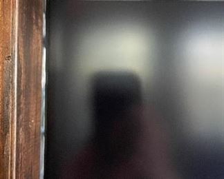 Custom-Made Media Cabinet. Glass Doors: Original Lead Glass Windows From Bismarck Hotel. Wood Includes Solid Walnut & Pecky Cyprys. Sold with TV. Measures 96" W x 26" D x 97" H with 50" TV. Photo 2 of 6.