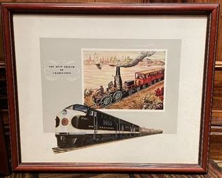 Framed Train Print. 