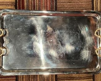 Barclay Butera Polished Nickel Equestrian Tray with Horse Bit Handles. Photo 1 of 3. 