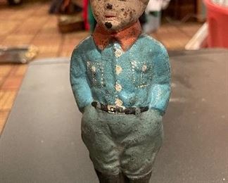 Antique Painted Cast Metal Ranger / Scout Coin Bank. 