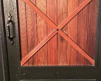 Cabinet / Wardrobe with Equestrian / Barn Styling.  Wrought Iron Pulls & Bead Board Doors. Custom-Made by Hammer Designs. Measures 56" W x 24" D x 80" H. Photo 3 of 4. 