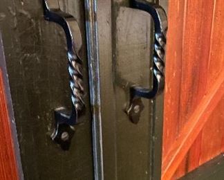 Cabinet / Wardrobe with Equestrian / Barn Styling.  Wrought Iron Pulls & Bead Board Doors. Custom-Made by Hammer Designs. Measures 56" W x 24" D x 80" H. Photo 2 of 4. 