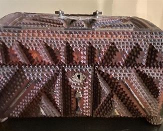 Tramp Art Lidded Box. Photo 1 of 2. 