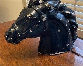 Ebonized Concrete Horse Bust. Measures 16" x 13" D. Photo 2 of 2. 