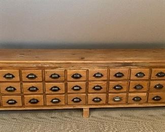 Antique Library Card Catalog Bench. Measures 72" W x 17" D x 20" H. Photo 1 of 4. 