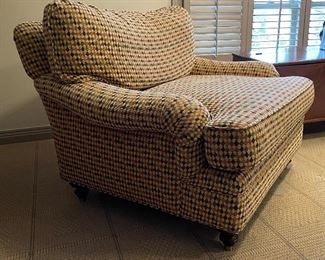 Kravet Furniture Club Chair & Ottoman Upholstered in Kravet Check Fabric. Chair Measures 44" W x 44" D. Photo 1 of 6.