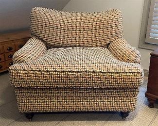 Kravet Furniture Club Chair & Ottoman Upholstered in Kravet Check Fabric. Chair Measures 44" W x 44" D. Photo 2 of 6.
