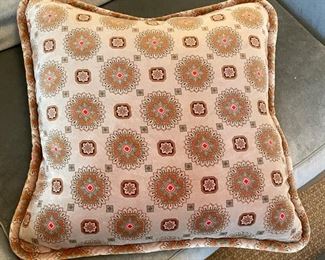 Set of 4 Down-Filled Pillows Upholstered in Cowtan & Tout Fabric. 