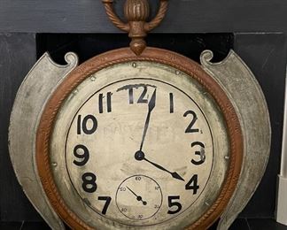 Antique Artistic Double-Sided Hanging Clock Shop Sign. EXTREMELY HEAVY. Measures 35" W x 38" H. 