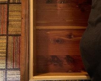 Hand-Carved Desk with Hutch. Solid Pine "Bead Board" Back, Wrought Iron Lion and Battery-Operated Clock Adornments. Custom-Designed by Hammer Designs. Measures 52" W x 26" D x 90" H. Photo 1 of 4. Custom-Made, Full-Size Bed Frame With Three Storage Drawers by Hammer Designs. Head Board Measures 62" W x 61.5" H. Photo 6 of 6. 